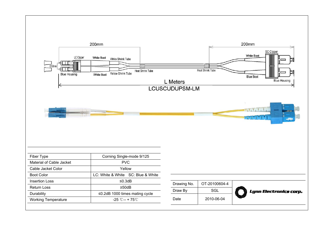 Lynn Electronics LC-SC 9-125 Singlemode Fiber Patch Cables User Manual | 1 page