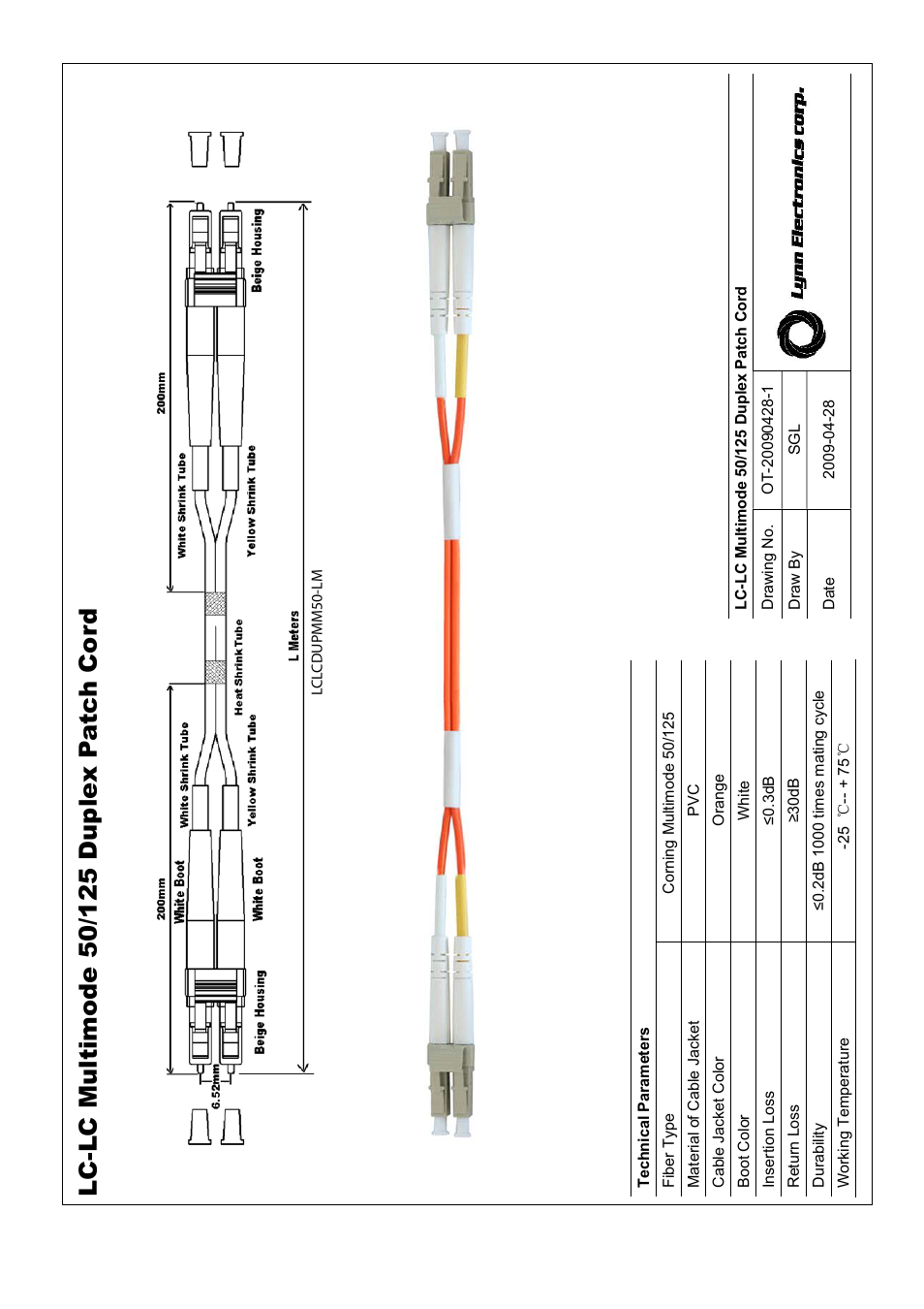 Lynn Electronics LC-LC 50-125 OM2 Multimode Fiber Patch Cables User Manual | 1 page