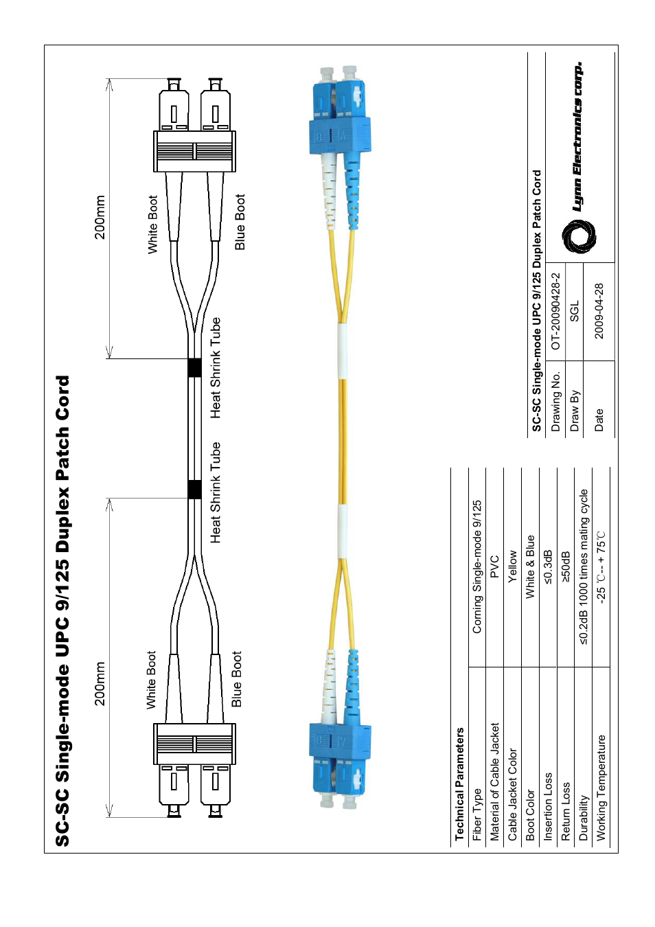 Lynn Electronics SC-SC 9-125 Singlemode Fiber Patch Cables User Manual | 1 page