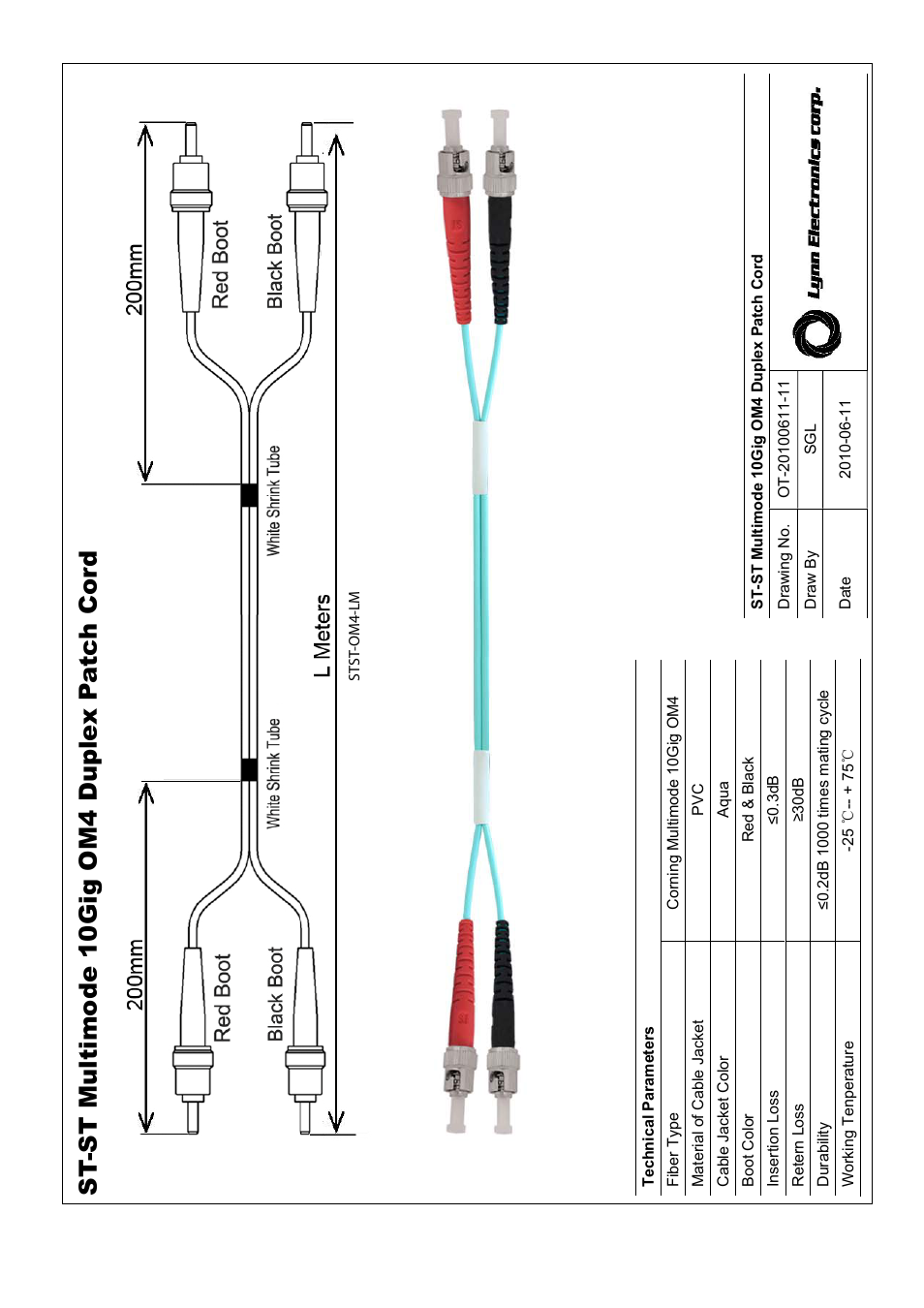 Lynn Electronics ST-ST 50-125 10GIG OM4 Multimode Fiber Patch Cables User Manual | 1 page