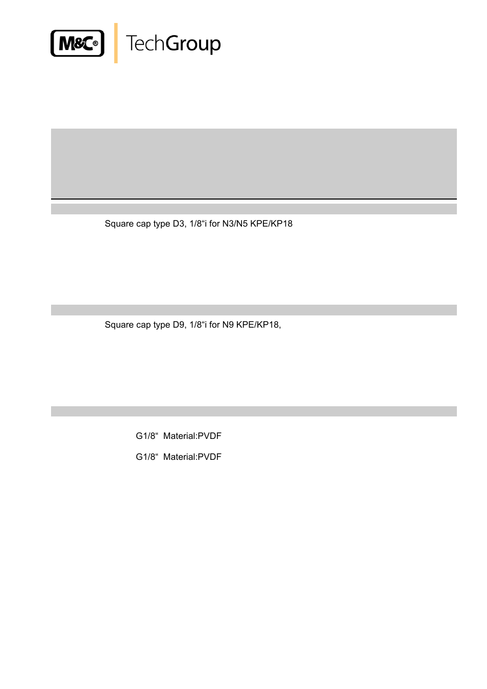 Spare parts list | M&C TechGroup N9 KP18 Operator's manual User Manual | Page 19 / 21