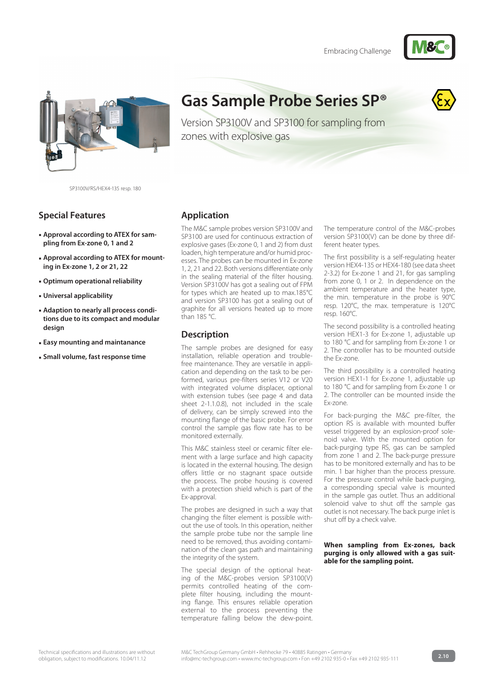 M&C TechGroup SP3100 Data sheet User Manual | 6 pages