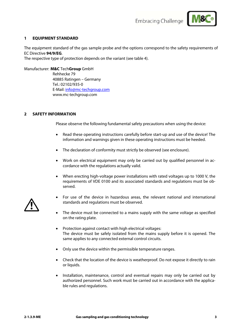M&C TechGroup SP3200 Operator's manual User Manual | Page 3 / 28
