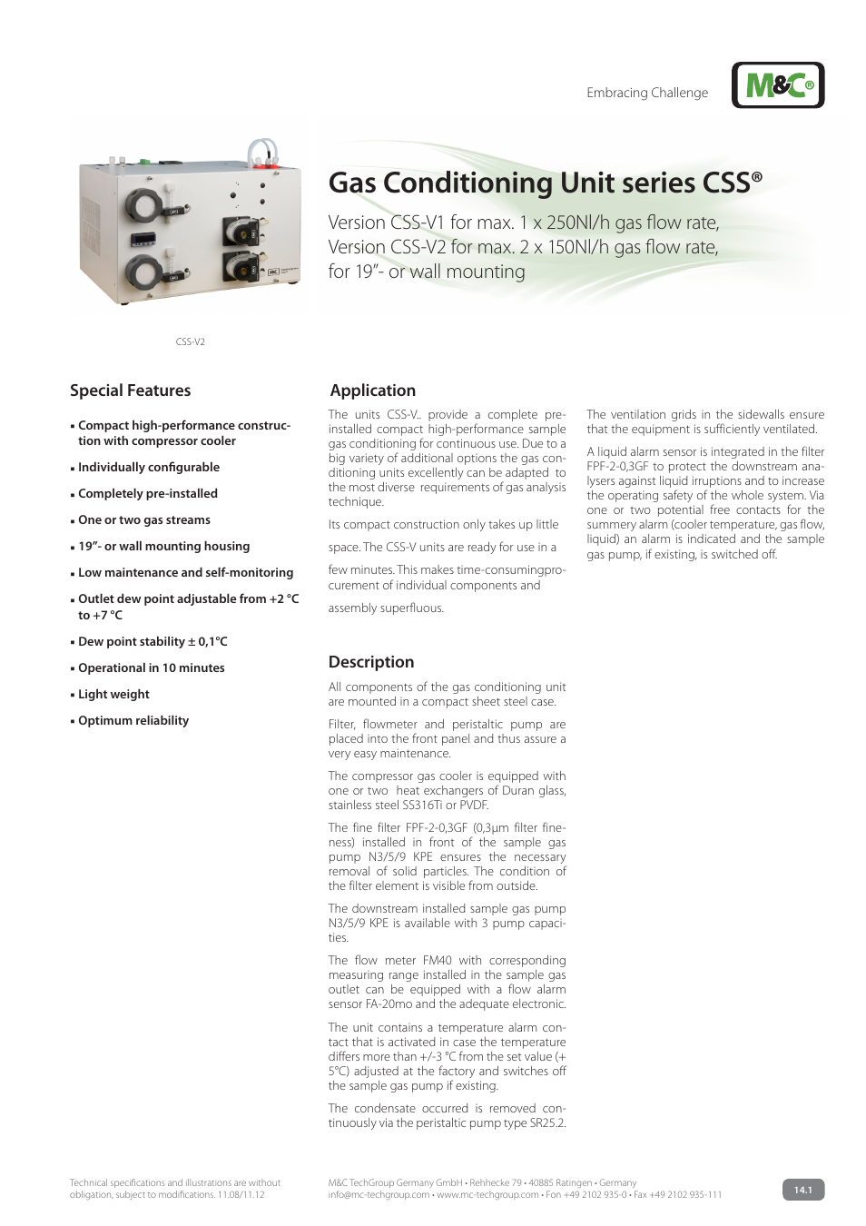 M&C TechGroup CSS-V2 Data sheet User Manual | 3 pages