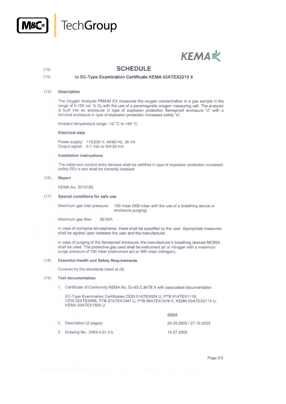 M&C TechGroup PMA 50 EEX Operator's manual User Manual | Page 46 / 48