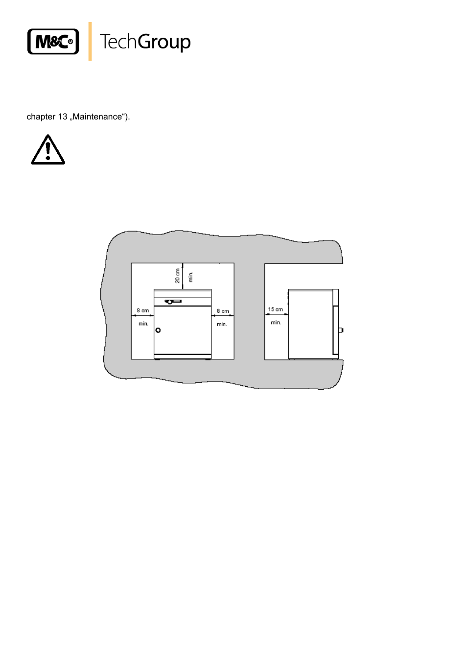 Installation facilities (accessories), Wall bracket, Figure 3 | Minimum dimensions for mounting resp. installation | M&C TechGroup PAS-500 Operator's manual User Manual | Page 12 / 20