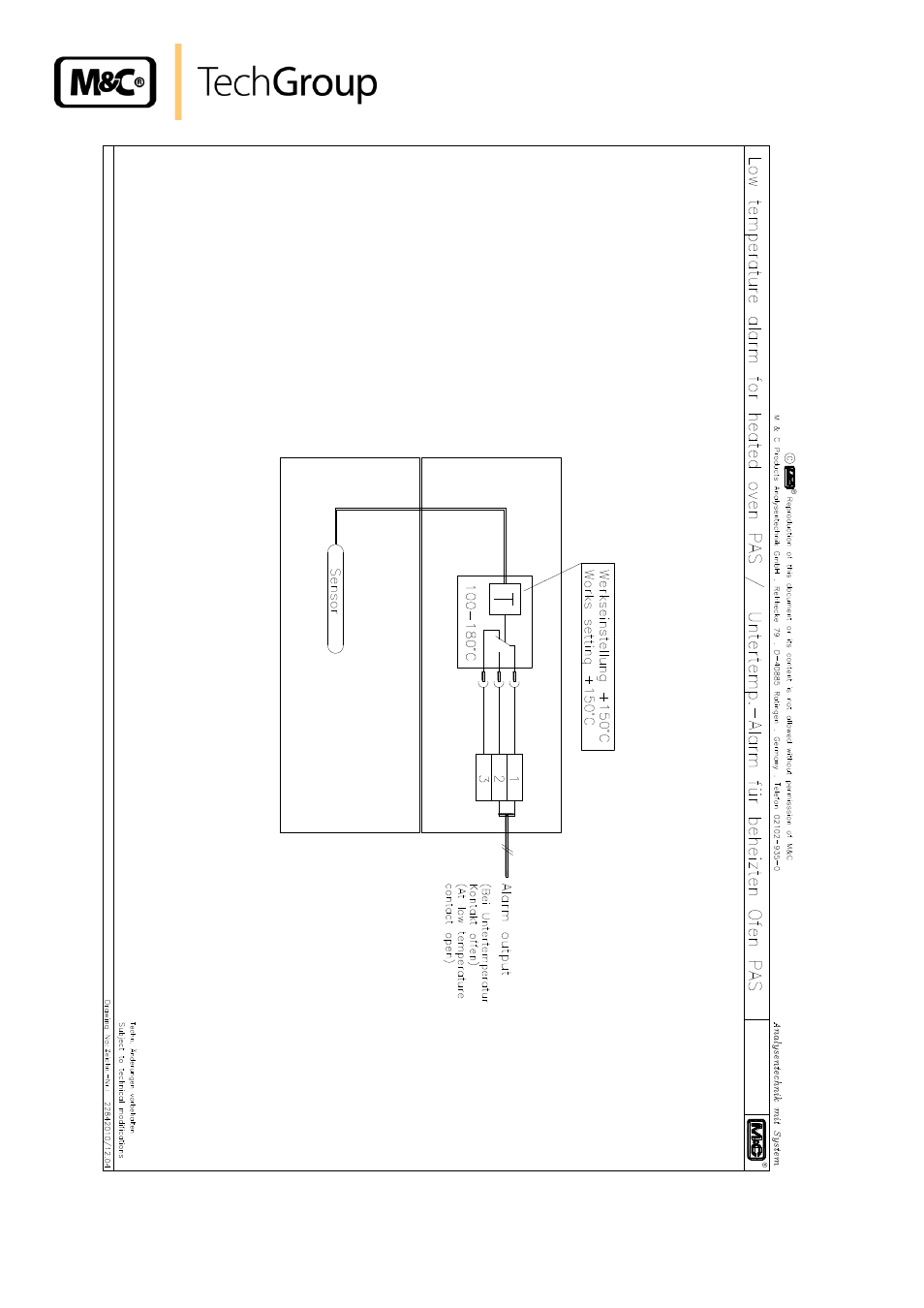 Figure 10, Wiring plan for low temperature alarm | M&C TechGroup PAS-500 Operator's manual User Manual | Page 20 / 20