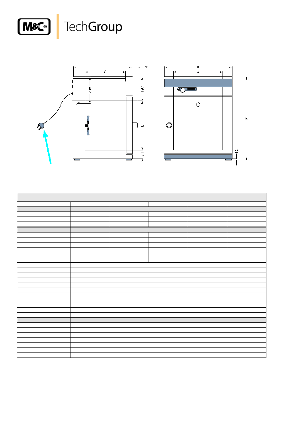 Technical data, Figure 1, Dimensions | Mains plug, Figure 1 dimensions | M&C TechGroup PAS-500 Operator's manual User Manual | Page 8 / 20