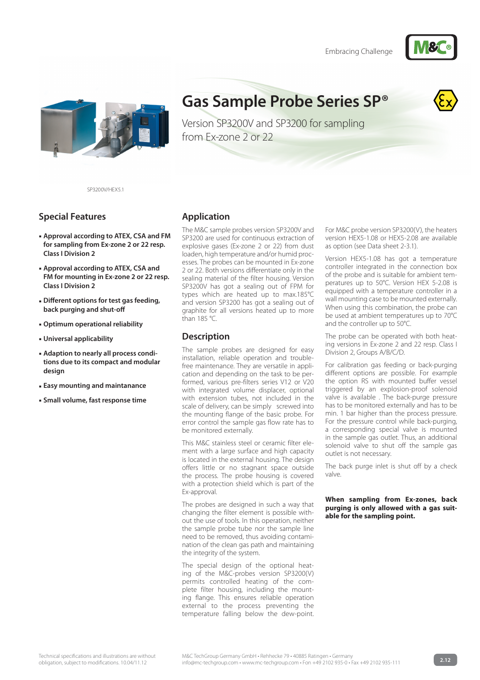 M&C TechGroup SP3200 Data sheet User Manual | 6 pages