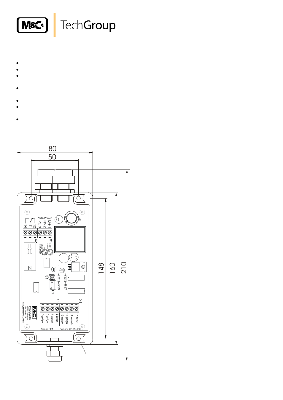 Electronic controller fa-1.1, Figure 2, Electrical connection and dimensions fa-1.1 | M&C TechGroup FA-1_2_3,bi Operator's manual User Manual | Page 12 / 24