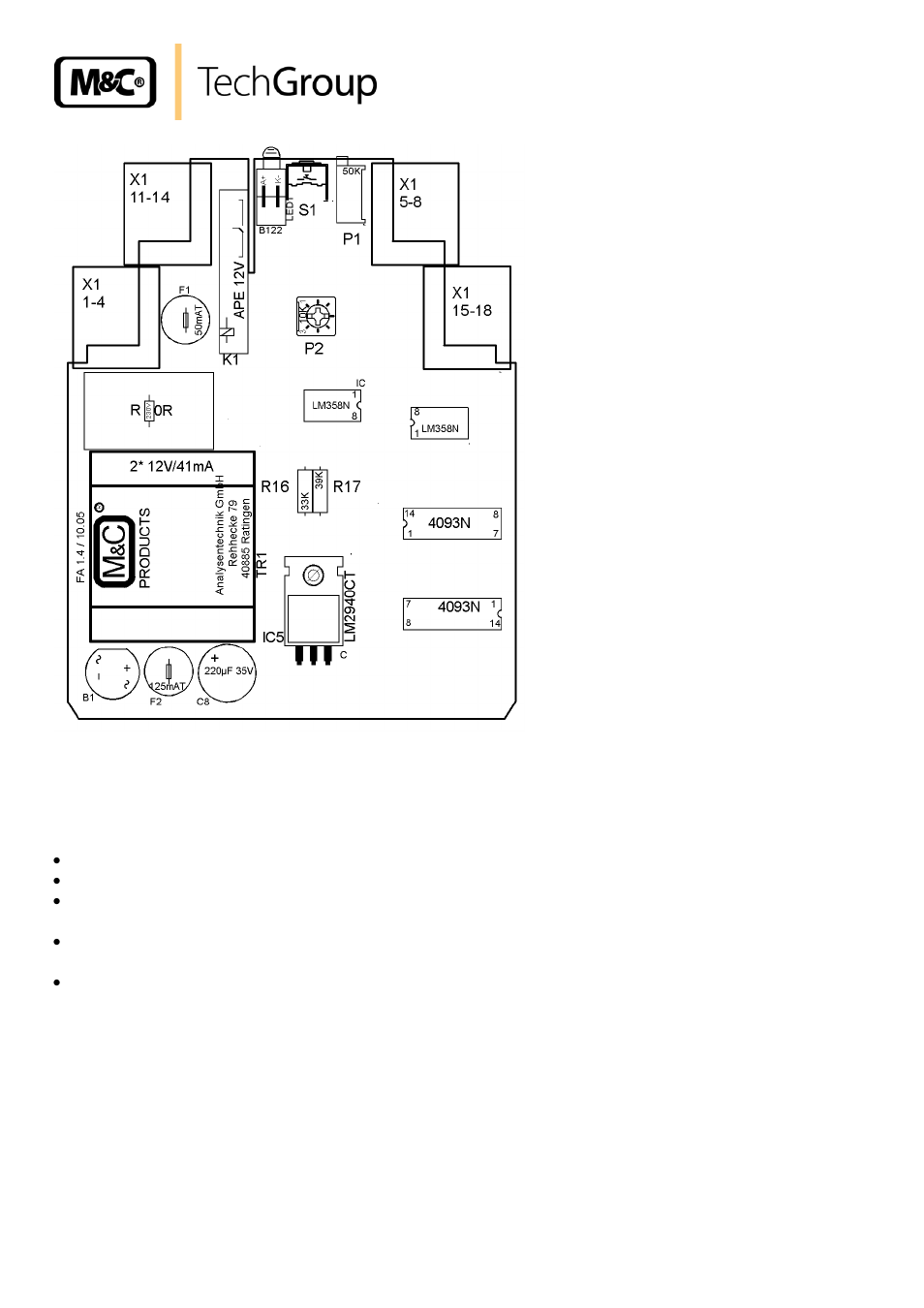 Pre-amplifier k-fa, Figure 4, Assembly plan of the fa-1.4 | M&C TechGroup FA-1_2_3,bi Operator's manual User Manual | Page 14 / 24