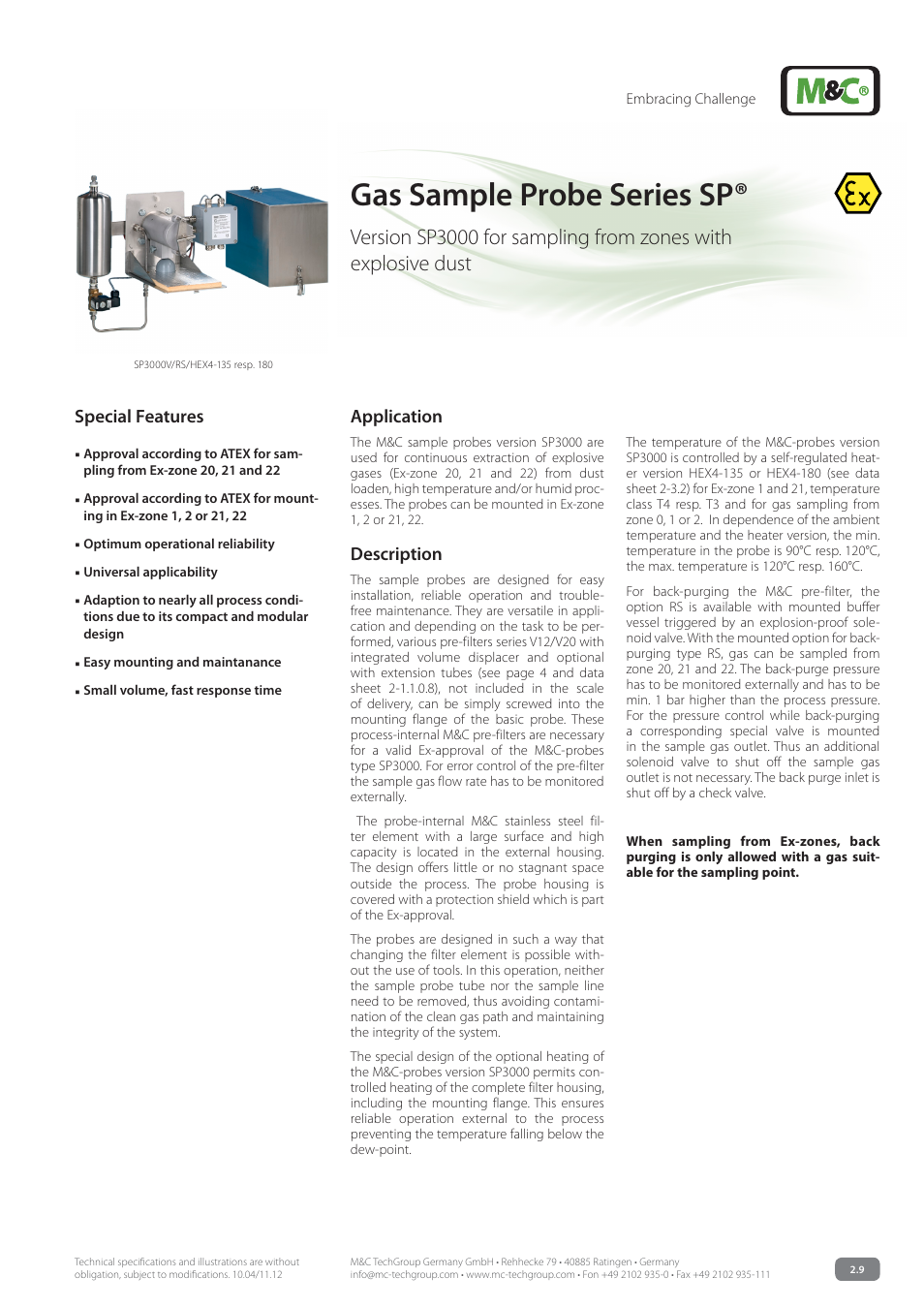 M&C TechGroup SP3000 Data sheet User Manual | 4 pages