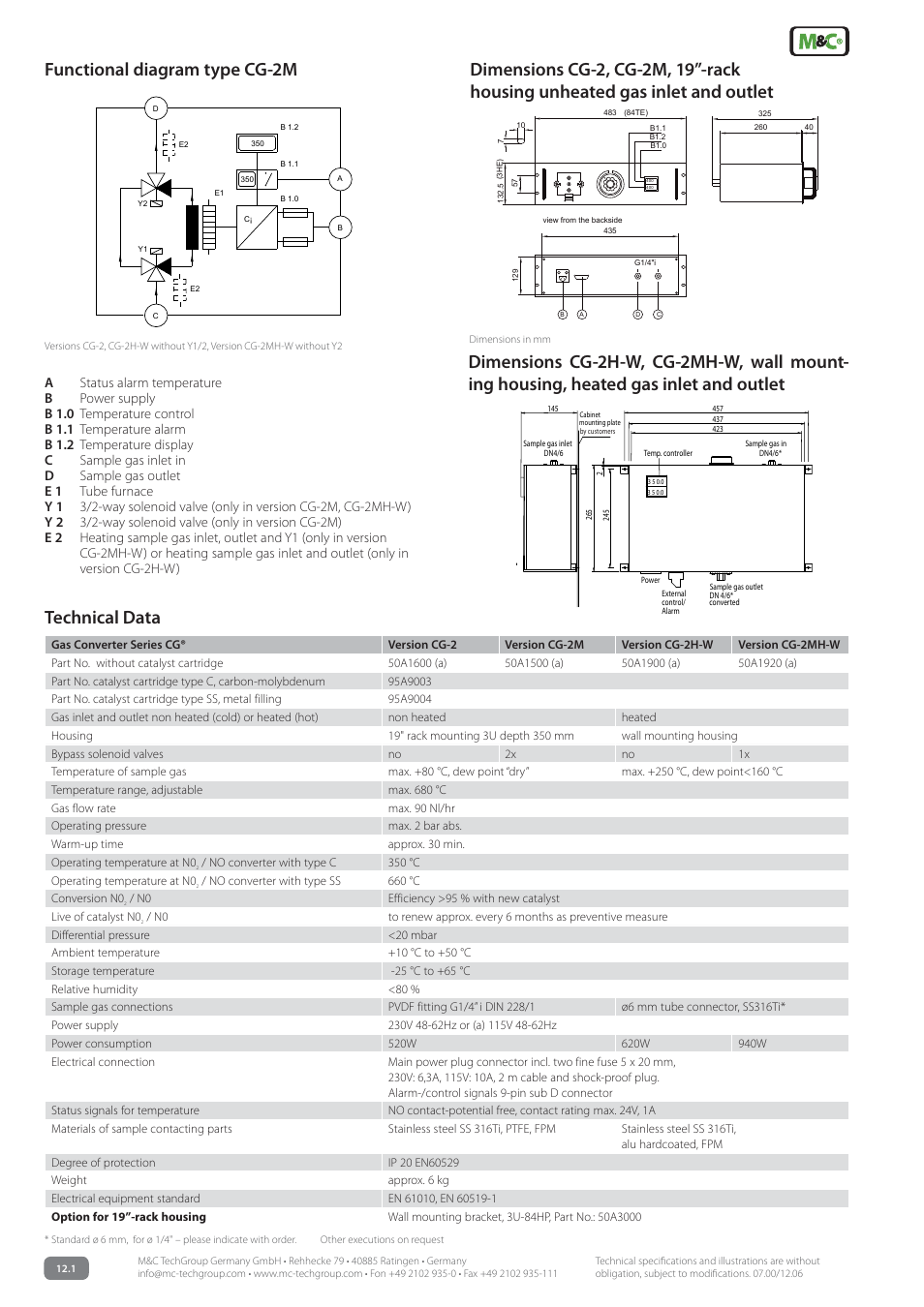 M&C TechGroup CG Series Data sheet User Manual | Page 2 / 2