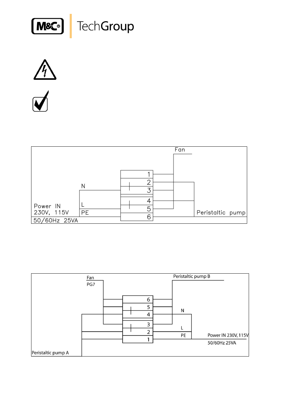 Electrical connections, Figure 6, Electrical connection vc-1-sl | Figure 7, Electrical connection vc-2-sl | M&C TechGroup VC-2-SL Operator's manual User Manual | Page 13 / 18