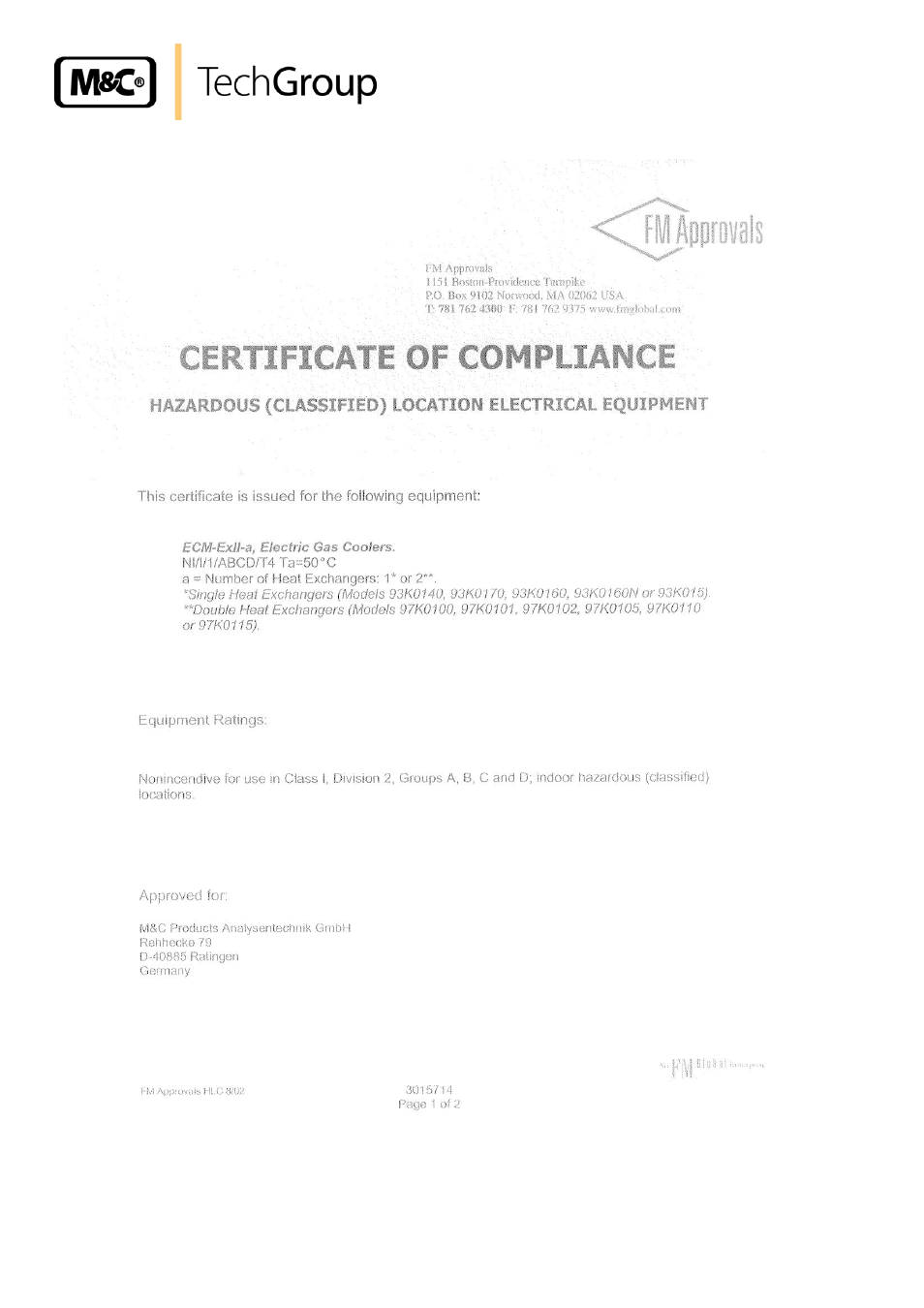 M&C TechGroup ECM-ExII Operator's manual User Manual | Page 38 / 39