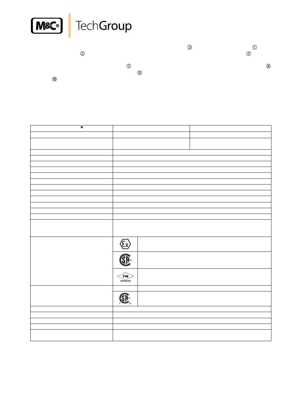 Technical data, For basic cooler ecm-exii without heat exchanger | M&C TechGroup ECM-ExII Operator's manual User Manual | Page 9 / 39