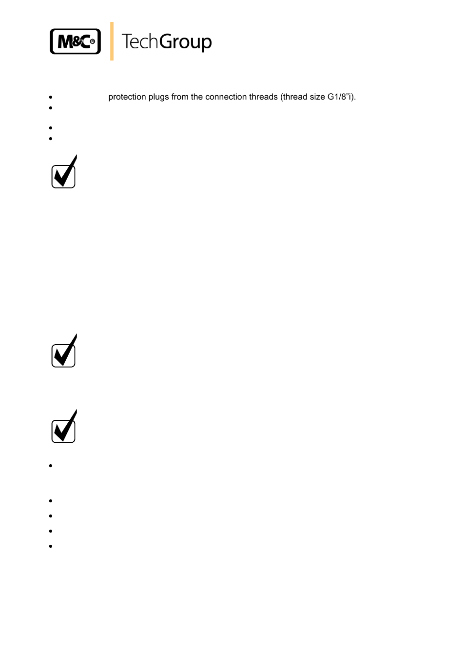 Pneumatic installation, Supply line connections, Hose-/tube connections | M&C TechGroup MP12 Operator's manual User Manual | Page 11 / 17