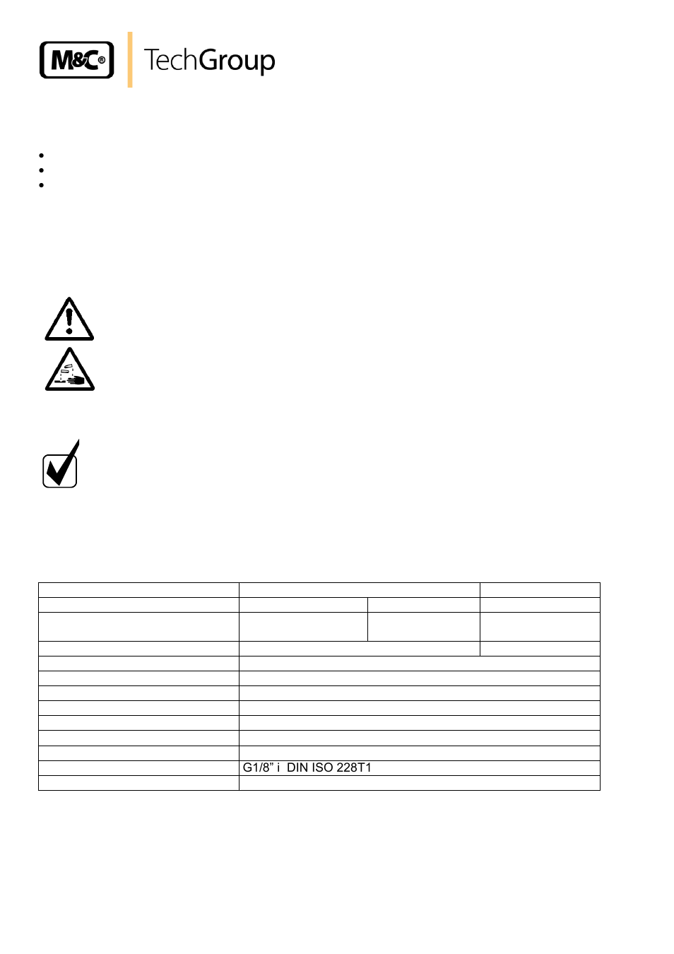 Ambient conditions, Safety, Technical data | M&C TechGroup MP12 Operator's manual User Manual | Page 8 / 17