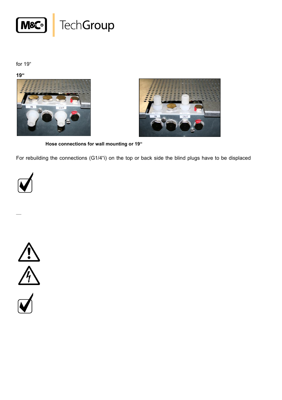 Hose connections, Electrical connections, Figure 4 | M&C TechGroup BA-C Operator's manual User Manual | Page 12 / 16