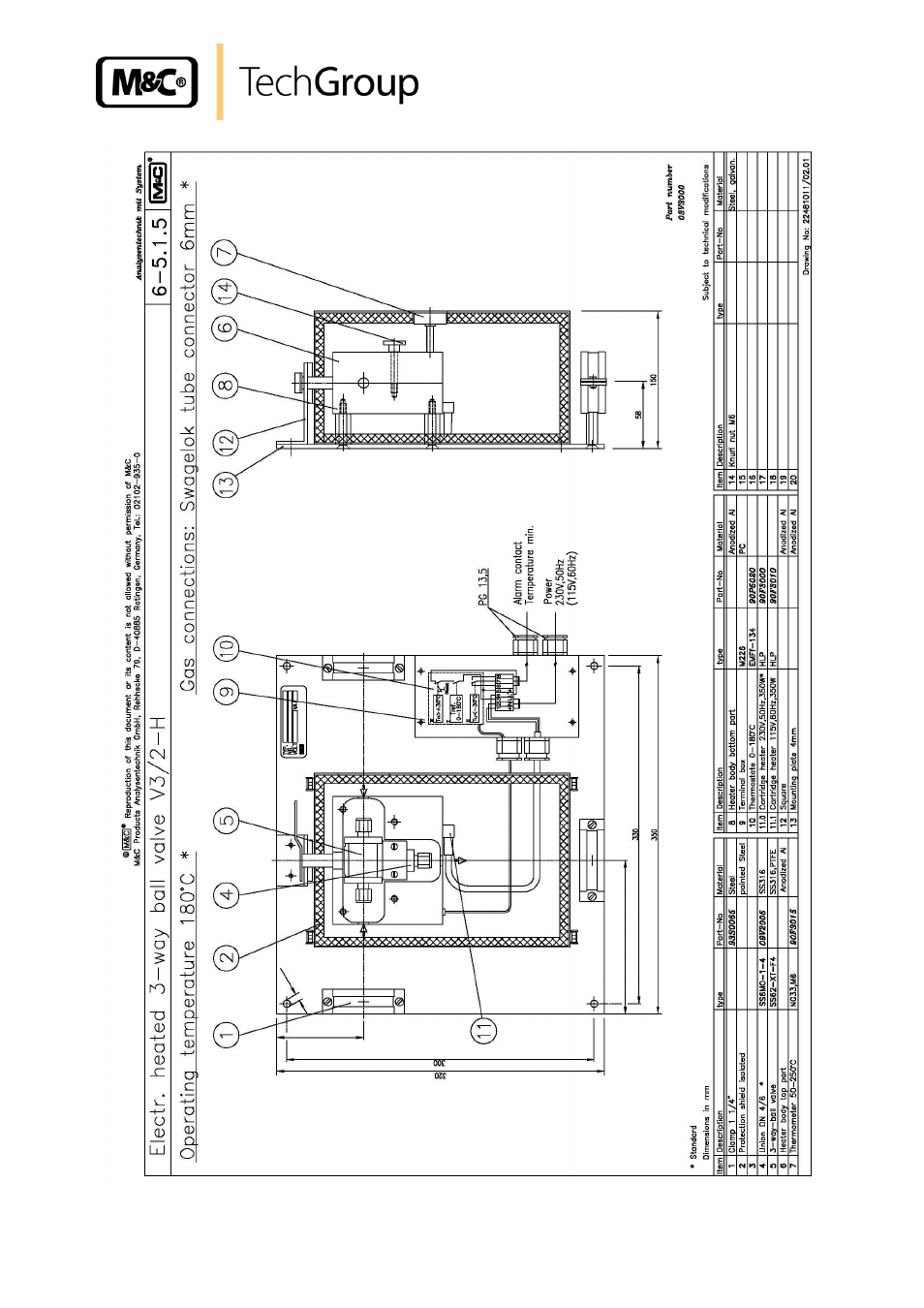 Figure 3, Electrically heated 3-way ball valve v3/2-h | M&C TechGroup MV3_2-H Series Operator's manual User Manual | Page 15 / 18