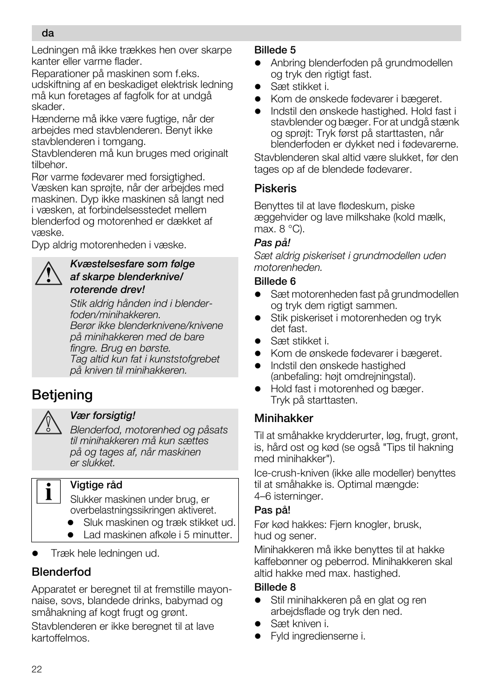Blenderfod, Billede 5, Piskeris | Minihakker | Siemens MQ 5 N 398 User Manual | Page 22 / 81