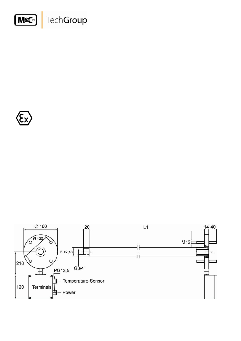 Application, Description, Figure 1 | Dimensions sp30-h../ex2 | M&C TechGroup SP 30-H.._EX2 Operator's manual User Manual | Page 8 / 16