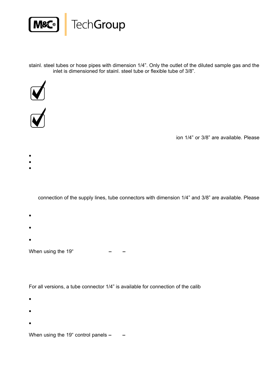 Connection of sample lines, Connection of calibration gas | M&C TechGroup SP2006-H280_DIL Operator's manual User Manual | Page 19 / 35
