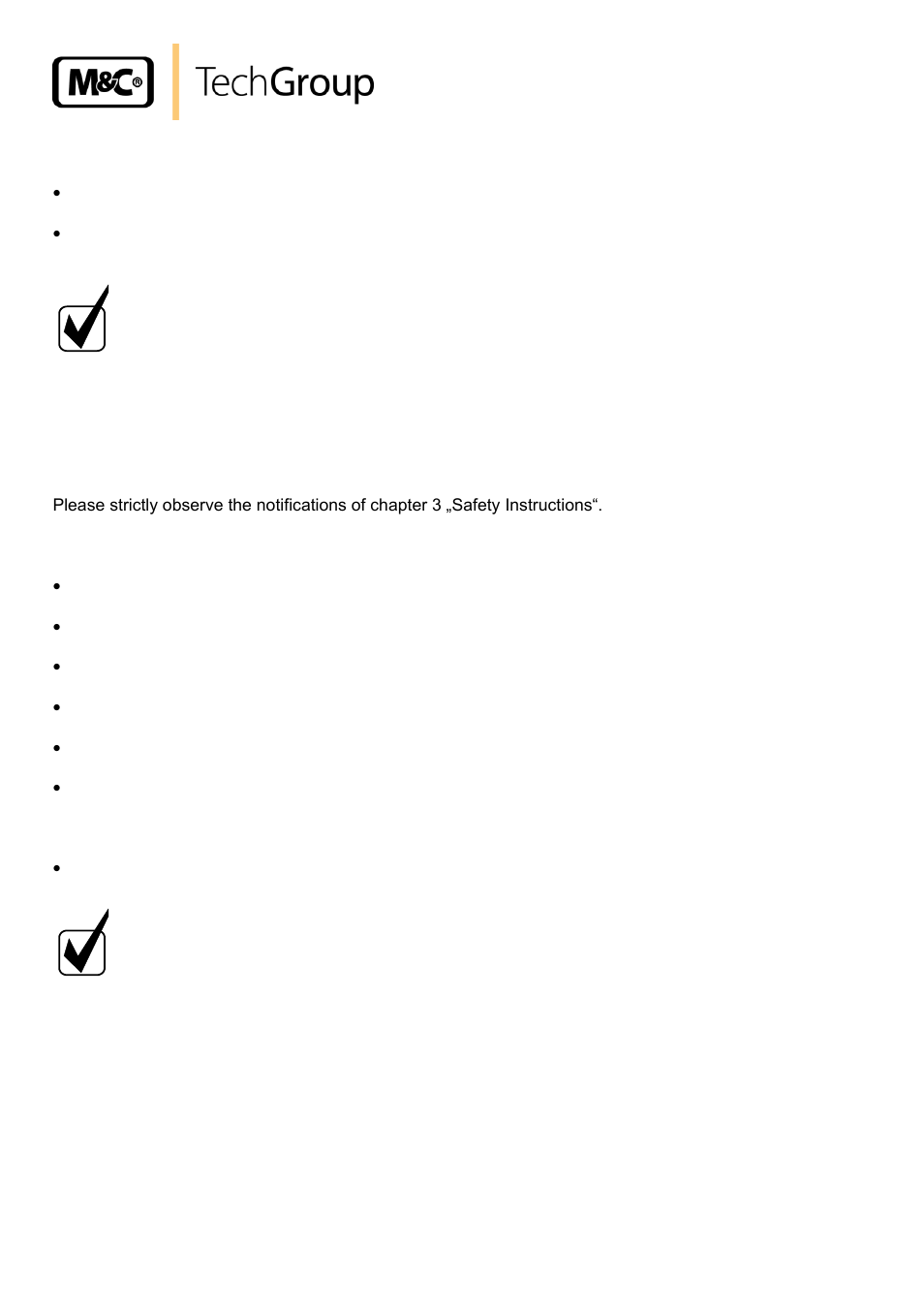 Receipt of goods and storage, Installation and dimensions | M&C TechGroup SP2600-H_C_I_BB_F_0,1GF190 Operator's manual User Manual | Page 10 / 19