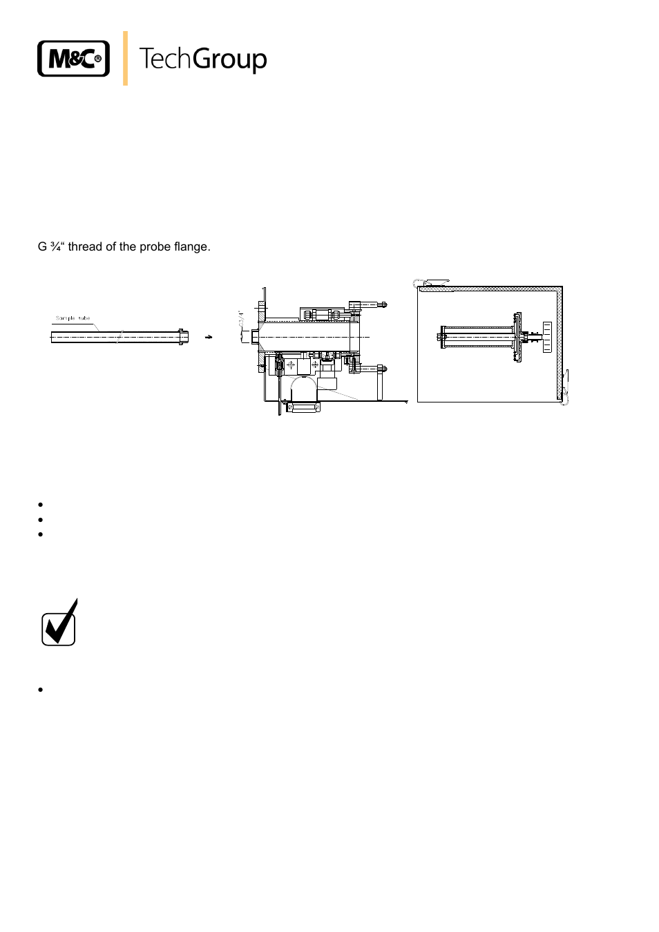 Mounting, Mounting of the probe, Figure 3 | Mounting of the pre-filter or sample tube | M&C TechGroup SP2600-H_C_I_BB_F_0,1GF190 Operator's manual User Manual | Page 12 / 19