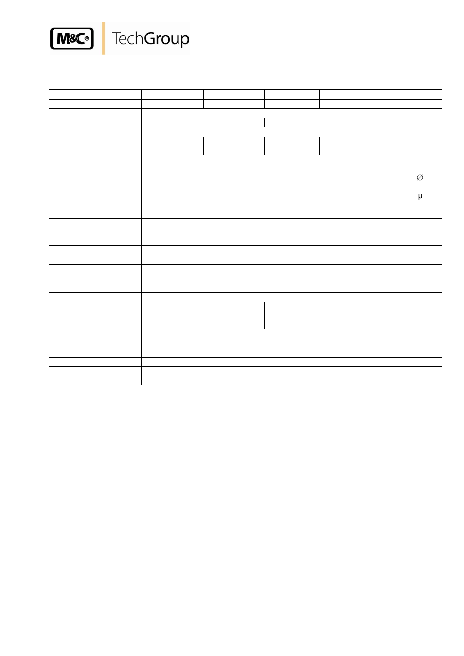 Technical data | M&C TechGroup SP35-H... Operator's manual User Manual | Page 9 / 13