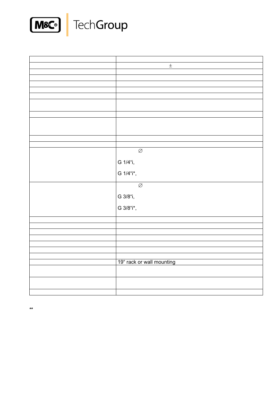 Technical data | M&C TechGroup ECS Operator's manual User Manual | Page 9 / 37