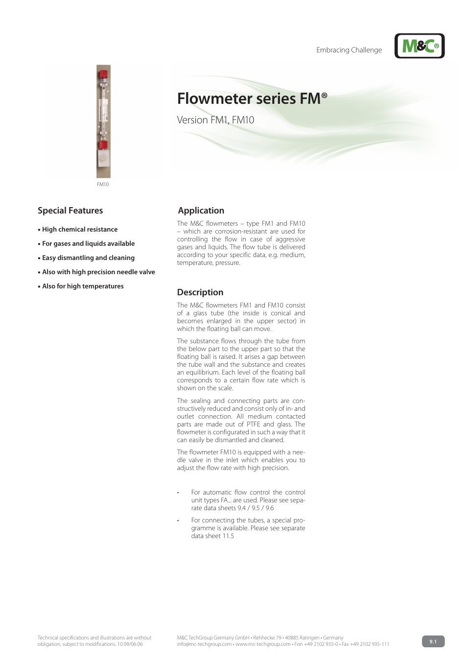 M&C TechGroup FM10 Data sheet User Manual | 3 pages