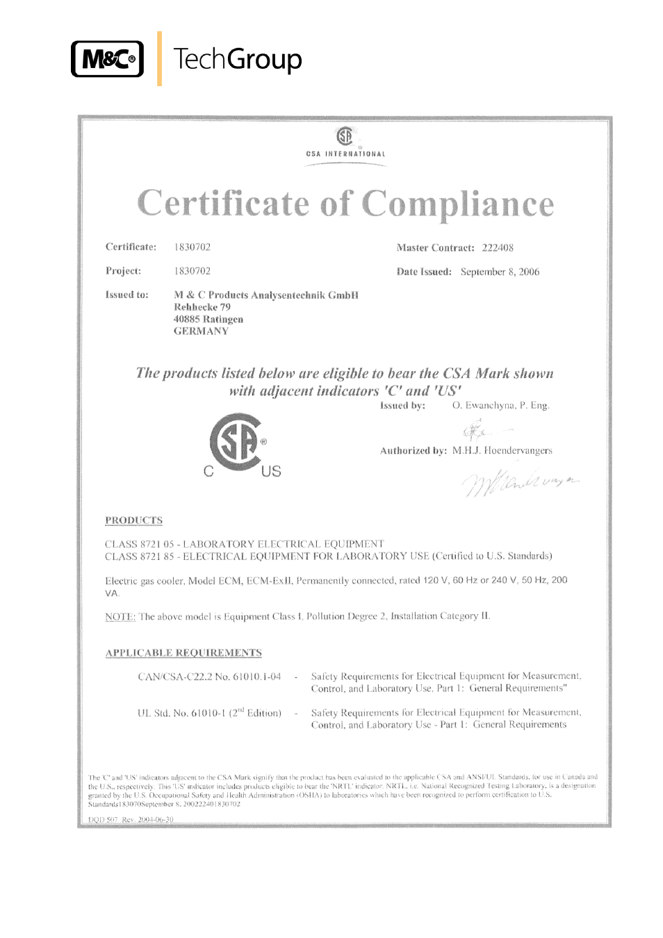 M&C TechGroup ECM Series Operator's manual User Manual | Page 23 / 25