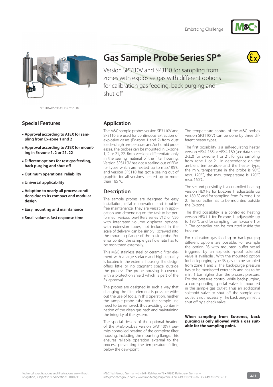 M&C TechGroup SP3110 Data sheet User Manual | 7 pages