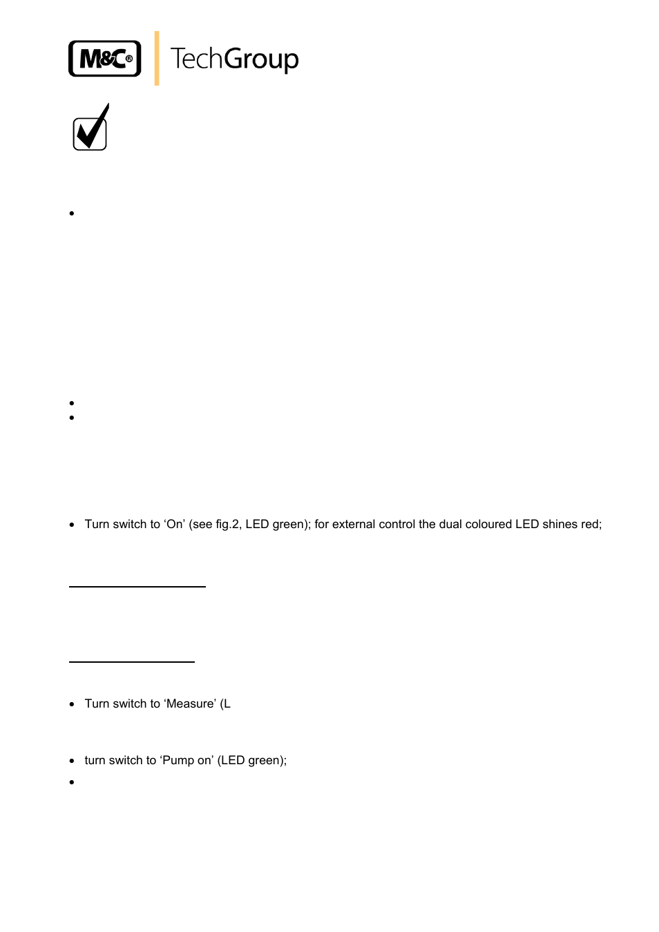 Starting, Measure | M&C TechGroup CSS Series Operator's manual User Manual | Page 29 / 41