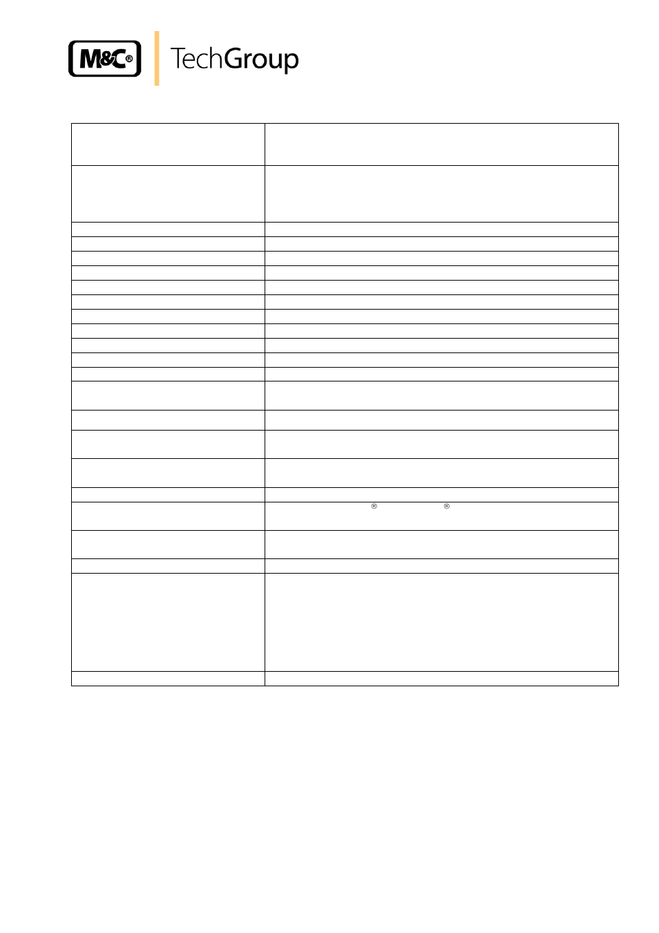 Technical data | M&C TechGroup CSS Series Operator's manual User Manual | Page 9 / 41