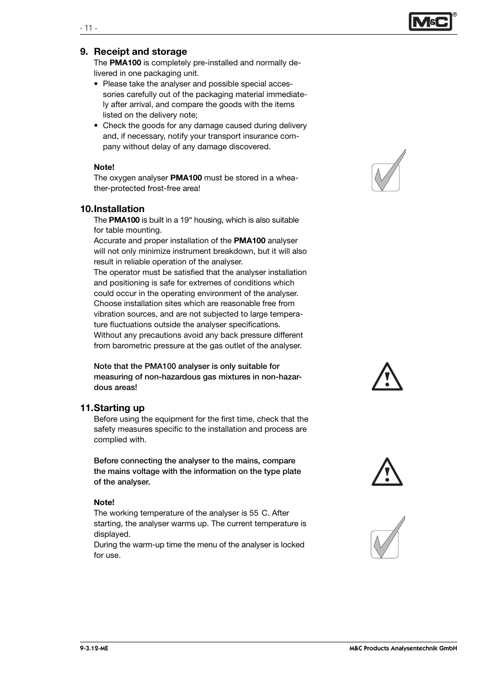M&C TechGroup PMA 100 Operator's manual User Manual | Page 11 / 35