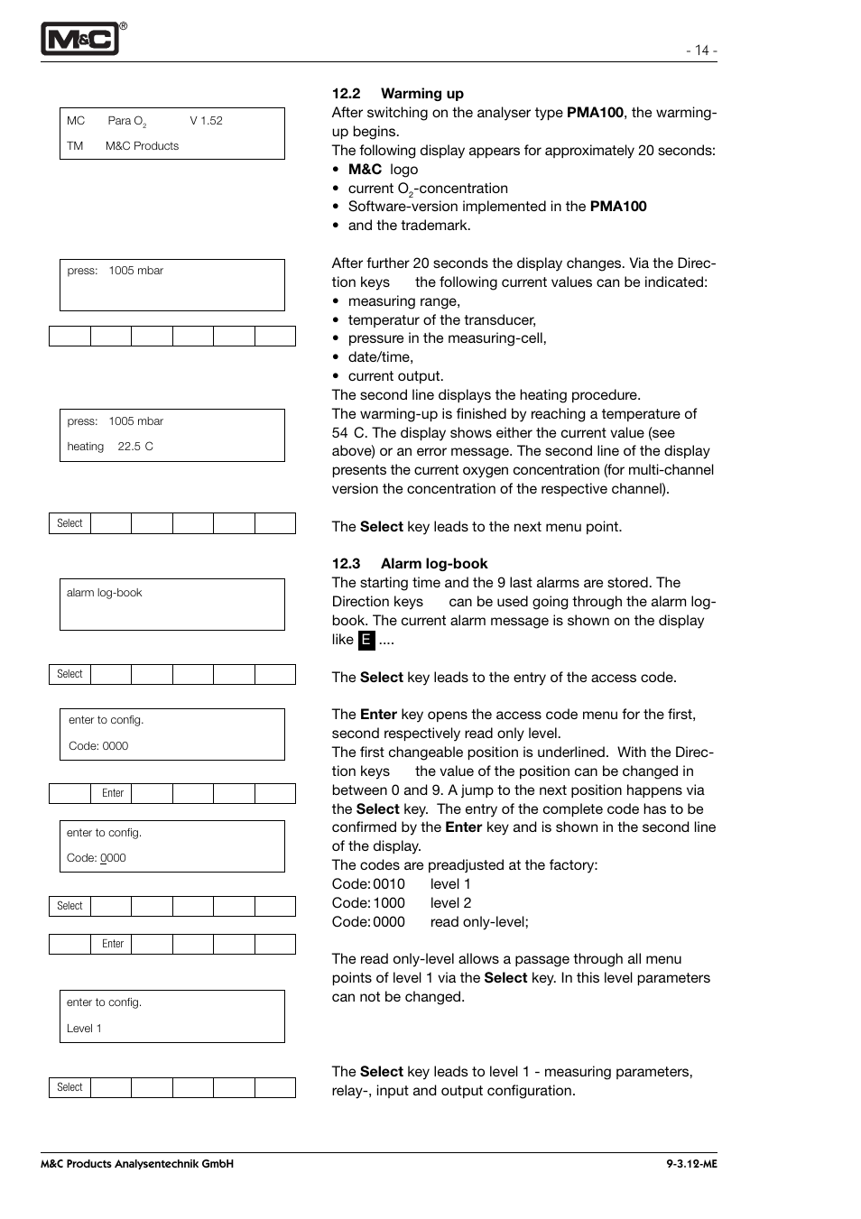 M&C TechGroup PMA 100 Operator's manual User Manual | Page 14 / 35
