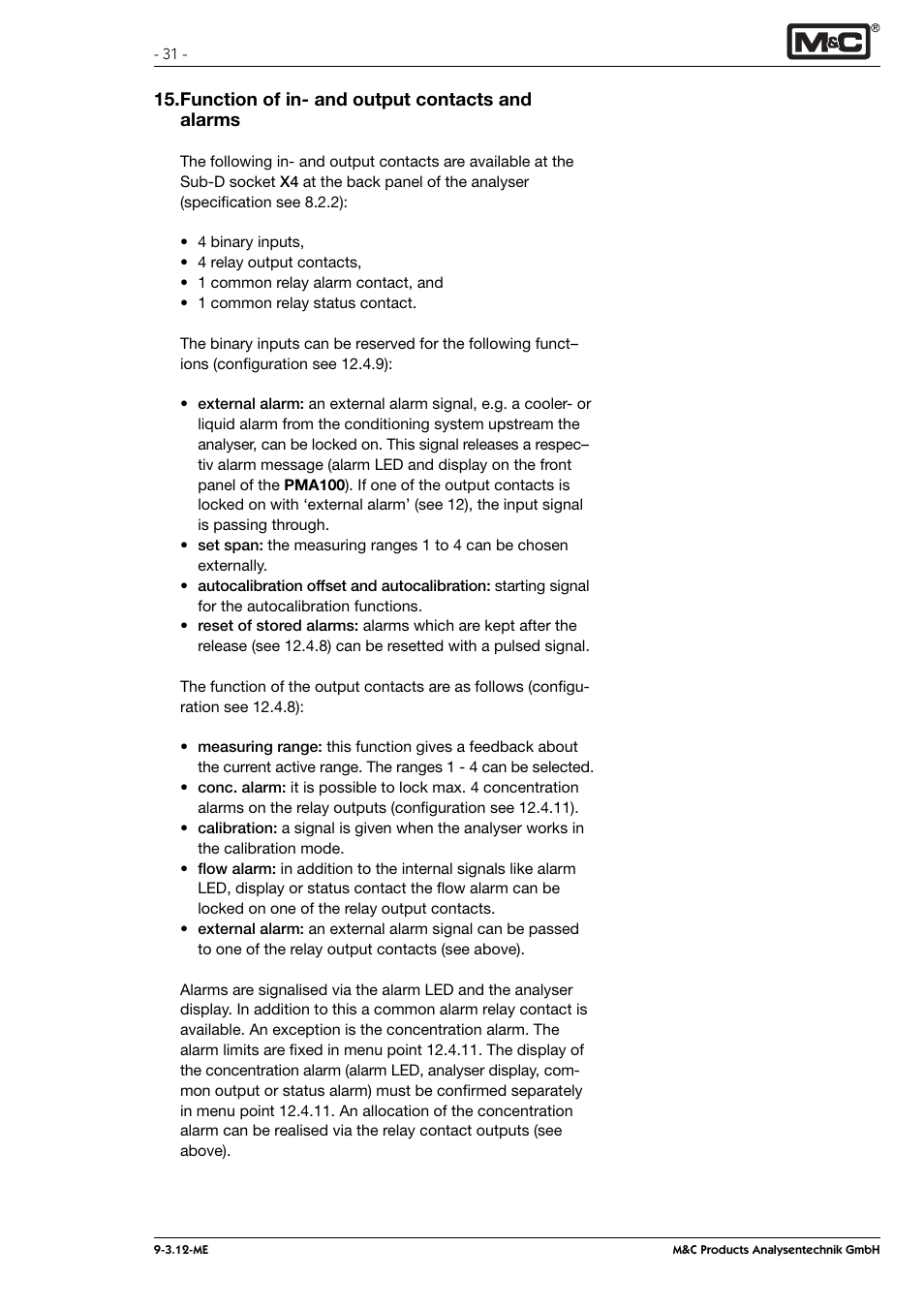 M&C TechGroup PMA 100 Operator's manual User Manual | Page 31 / 35