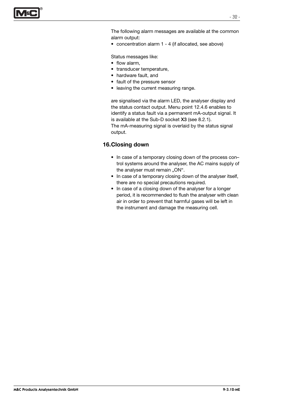 M&C TechGroup PMA 100 Operator's manual User Manual | Page 32 / 35