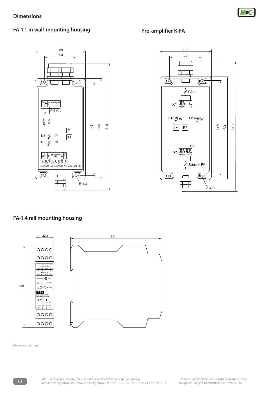 Fa-1.4 rail mounting housing | M&C TechGroup FA Series Data sheet User Manual | Page 2 / 3