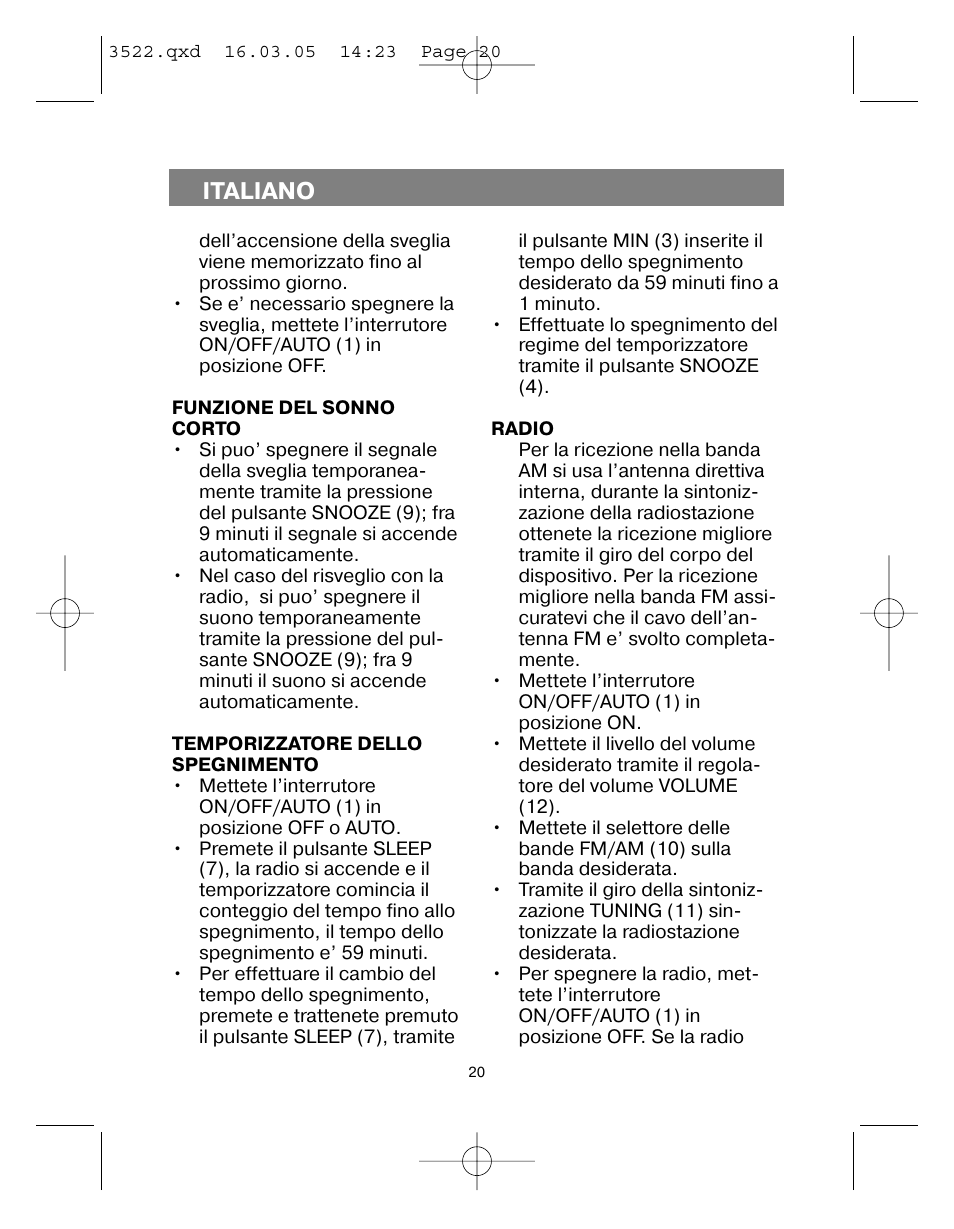 Italiano | Vitek VT-3522 User Manual | Page 21 / 52