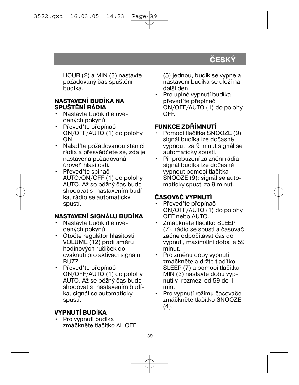 Èeský | Vitek VT-3522 User Manual | Page 40 / 52
