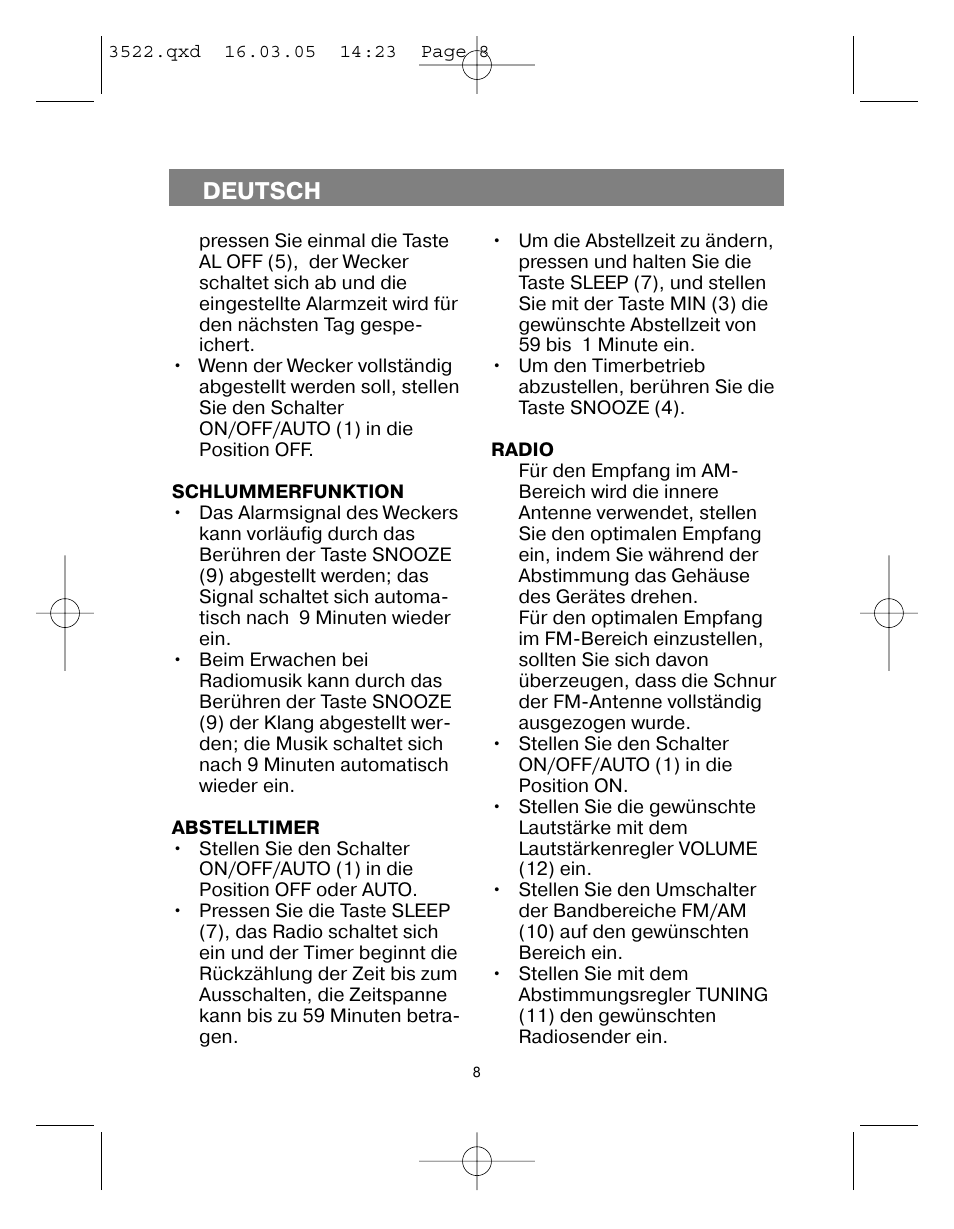 Deutsch | Vitek VT-3522 User Manual | Page 9 / 52