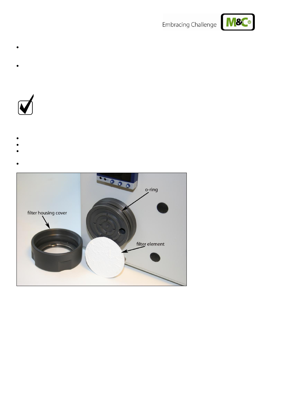 Replacement of the filter element and the o-ring, Figure 7 | M&C TechGroup CSS-V2 Operator's manual User Manual | Page 20 / 31