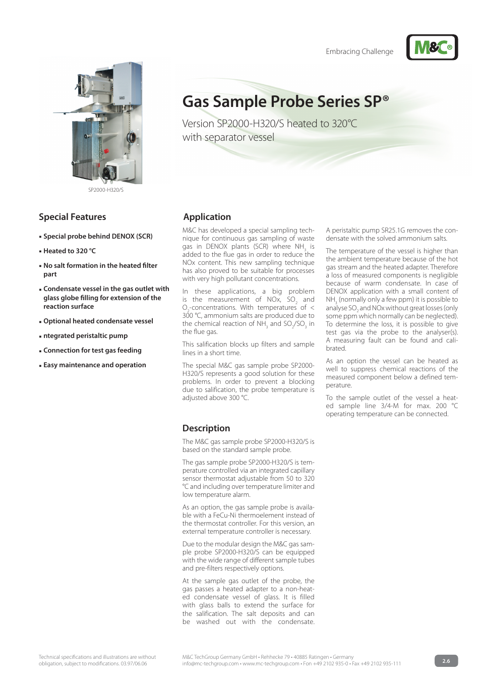 M&C TechGroup SP2000-H320_S Data sheet User Manual | 2 pages