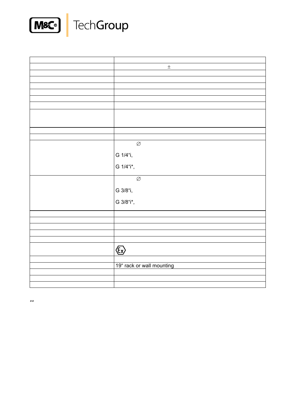 Technical data | M&C TechGroup EC-EX Operator's manual User Manual | Page 9 / 33