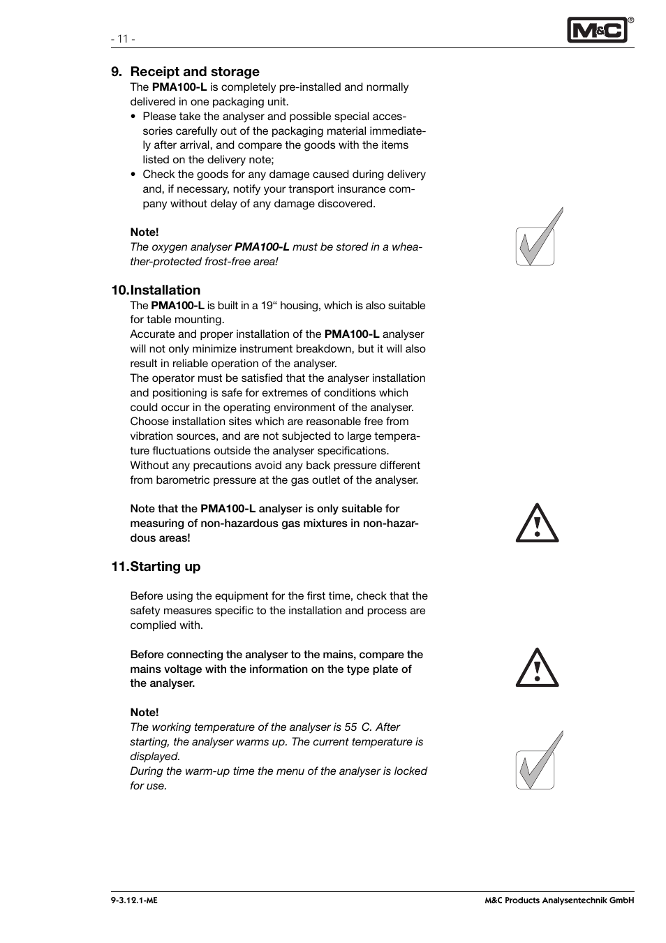 M&C TechGroup PMA 100-L Operator's manual User Manual | Page 11 / 30