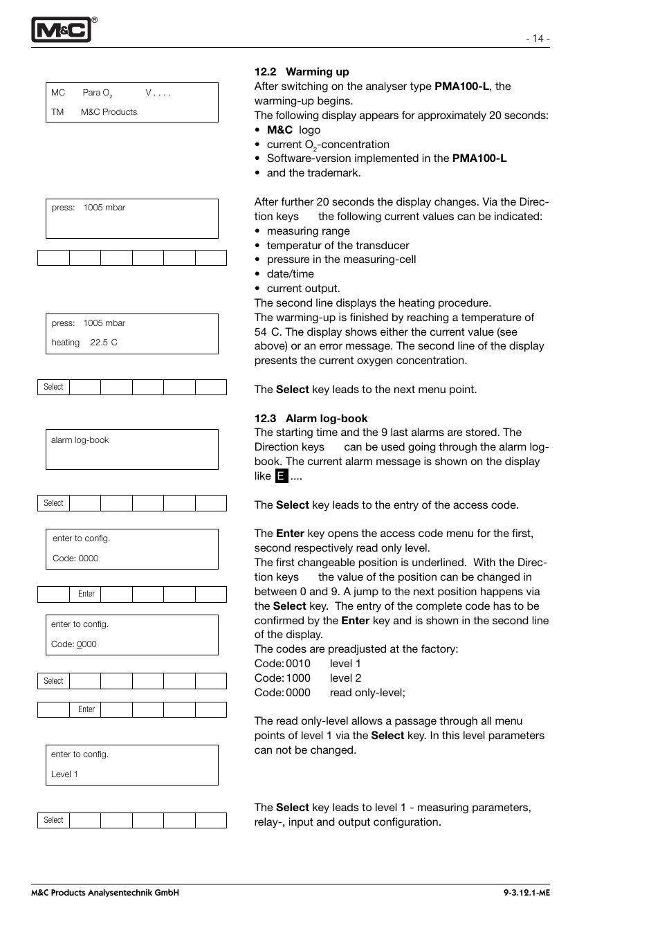 M&C TechGroup PMA 100-L Operator's manual User Manual | Page 14 / 30