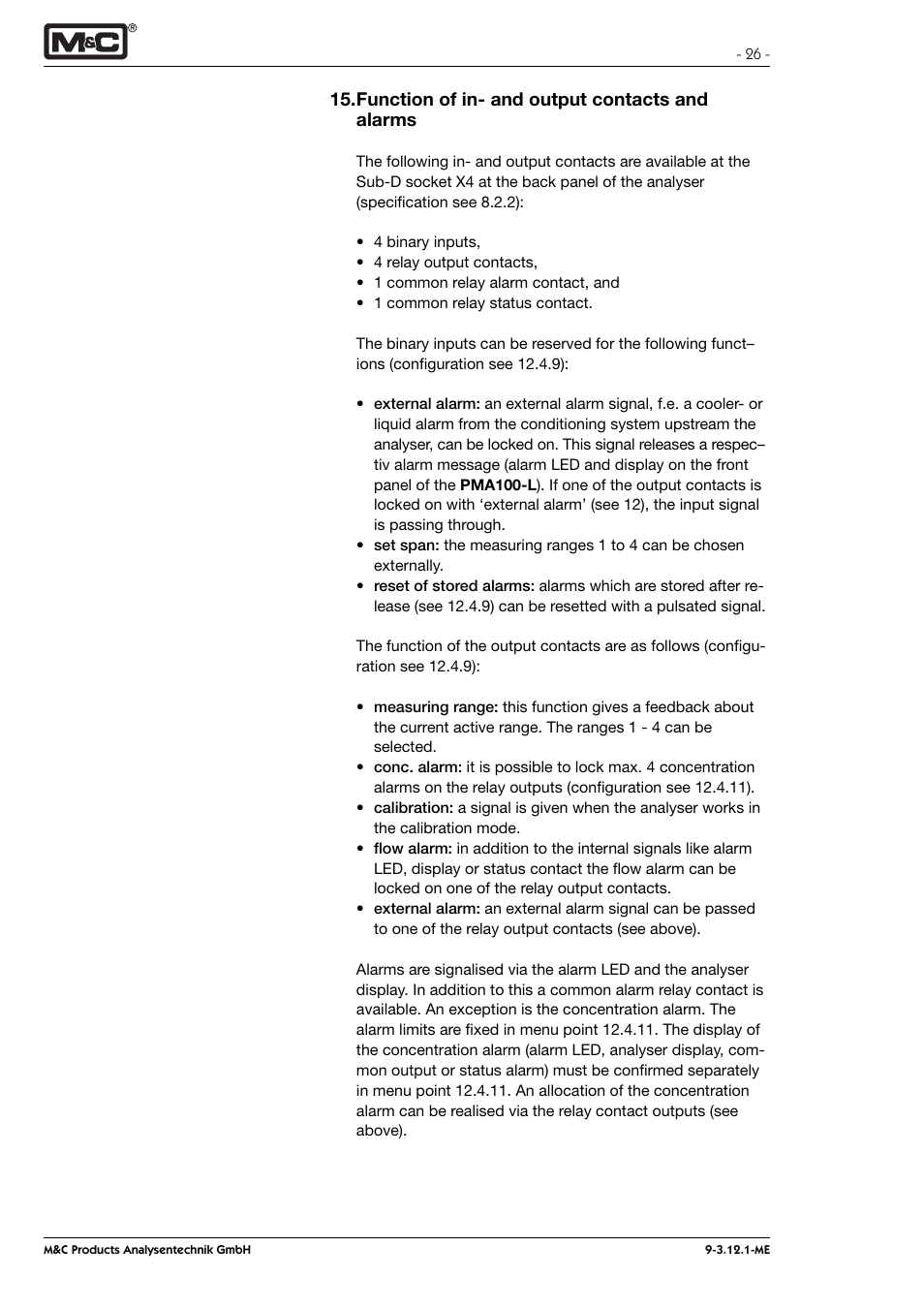 M&C TechGroup PMA 100-L Operator's manual User Manual | Page 26 / 30
